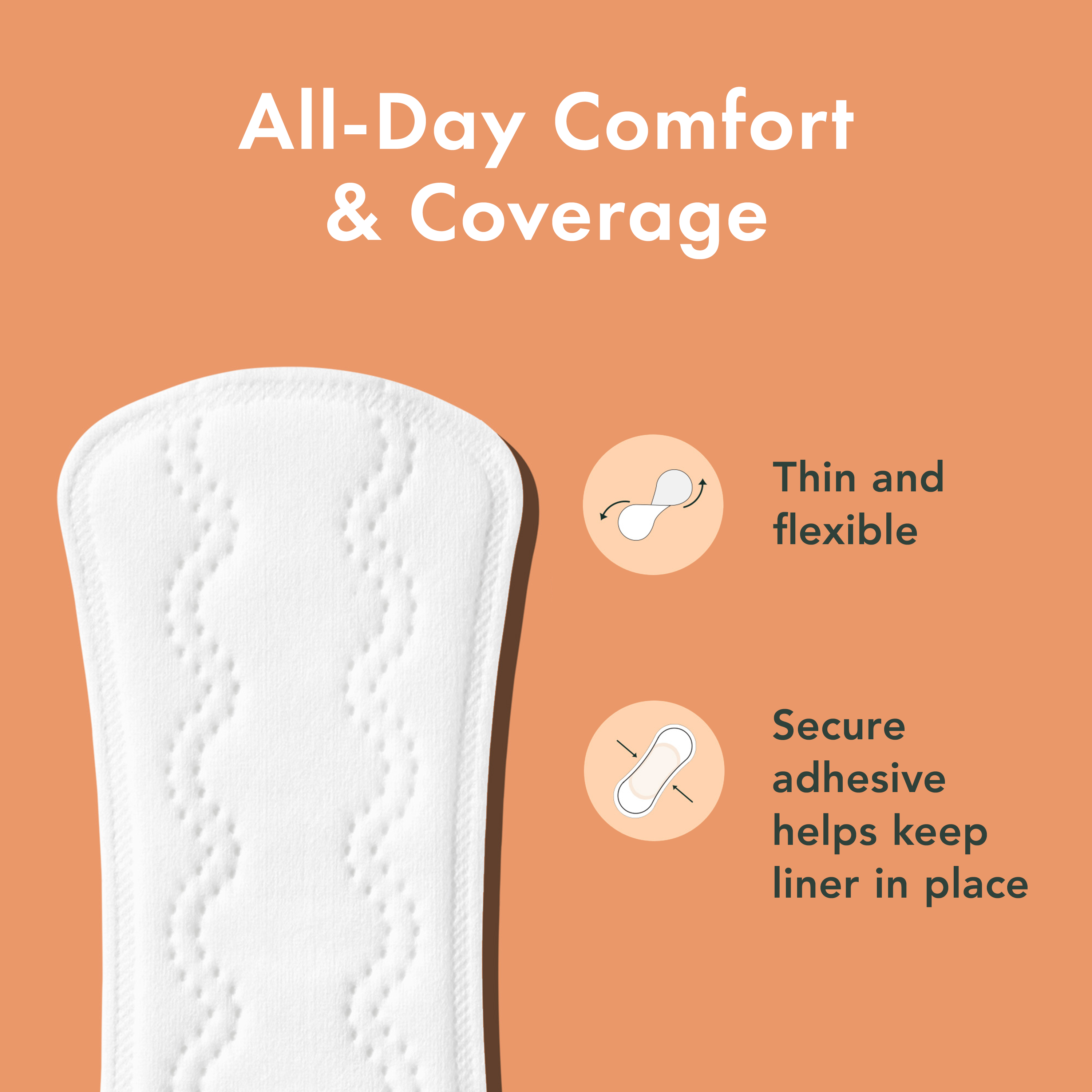 Long Unscented Panty Liners Made With Organic Cotton J1