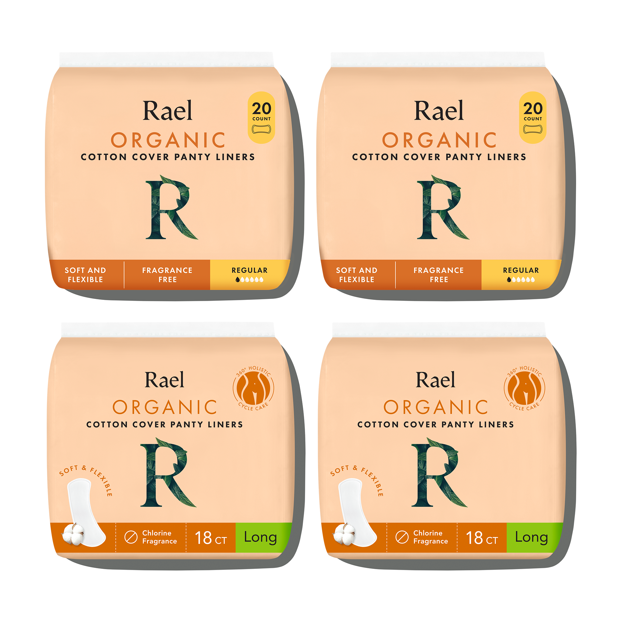 Regular + Long Bundle Unscented Panty Liners Made With Organic Cotton Y3